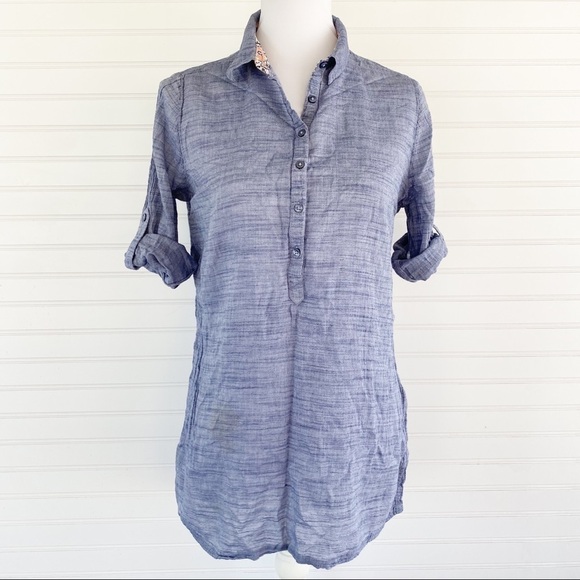 Tunic top Size Medium blue chambray - Picture 1 of 8